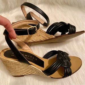 Palomitas Black Knotted Strap Espadrille Wedge Sandals
